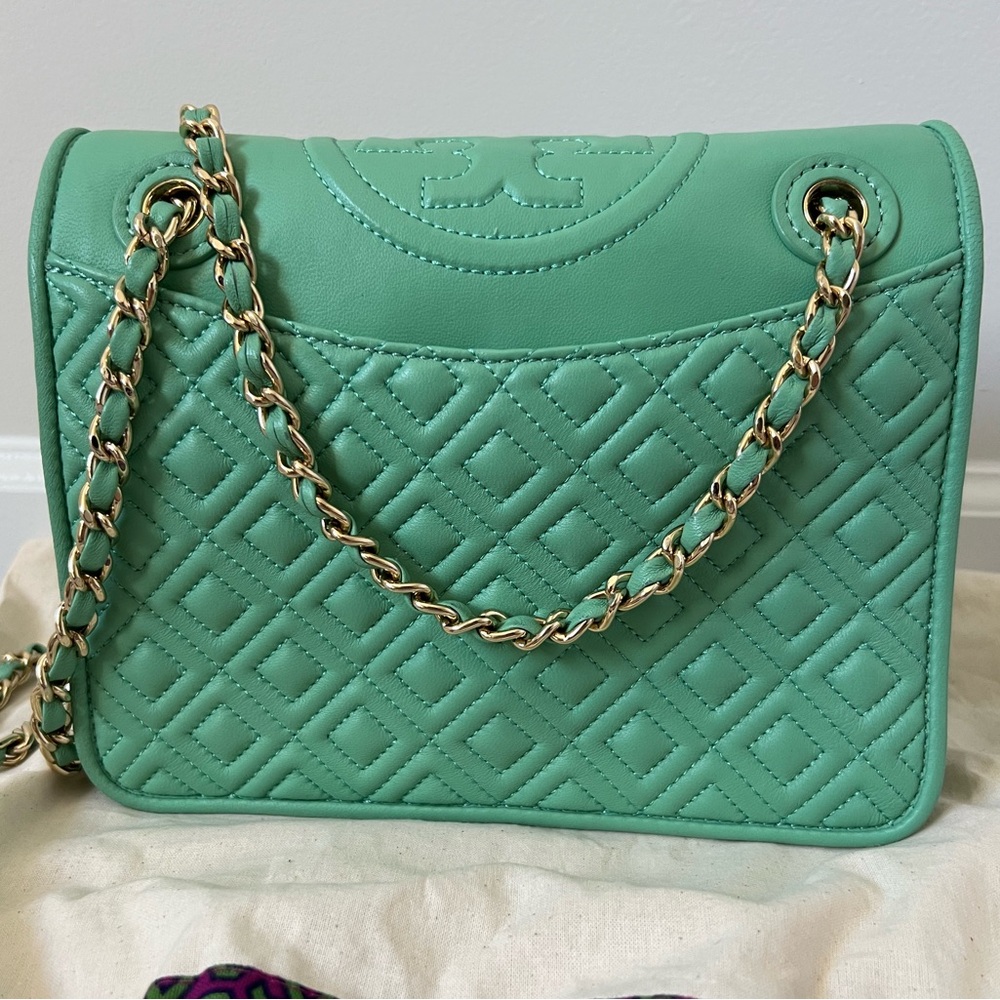 Tory Burch Mint Quilted Chain Shoulder Bag